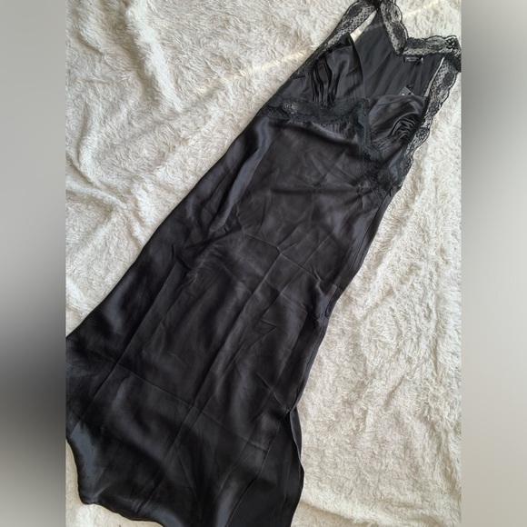 Nasty Gal Dresses & Skirts - ❌SOLD❌Nasty Gal Black Satin Trim Lace Slip Dress Size Small